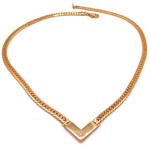 Vintage Statement Gold Tone V-Shaped Necklace 17”